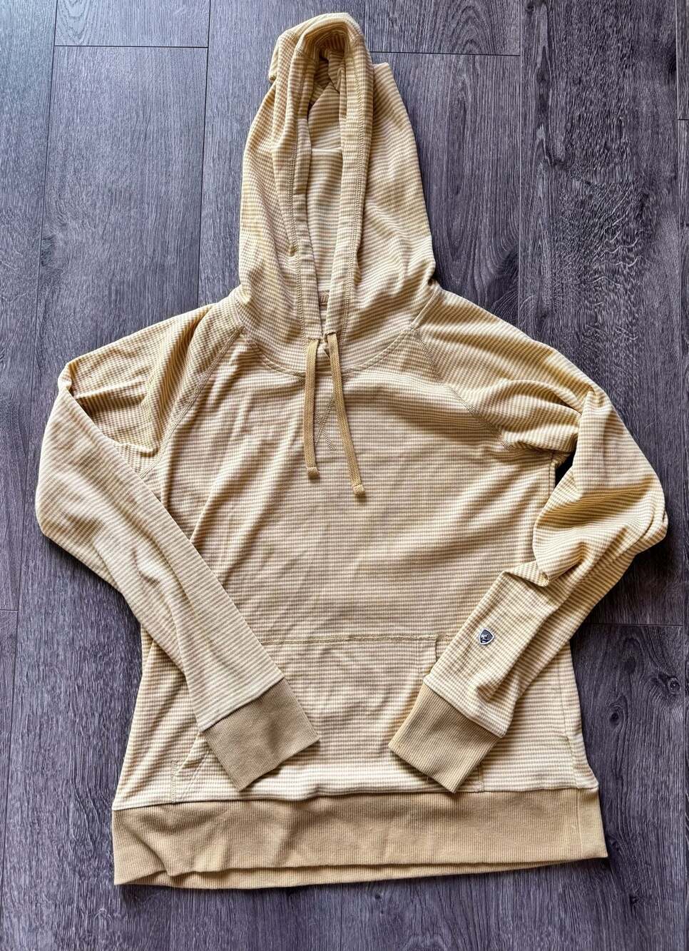 Kühl Womens Stripe Waffle Knit Hoody Gold Cream size Small